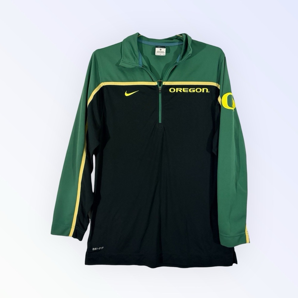 NIKE DRI FIT OREGON DUCKS 1/4 ZIP MENS MEDIUM‎ LONG SLEEVE